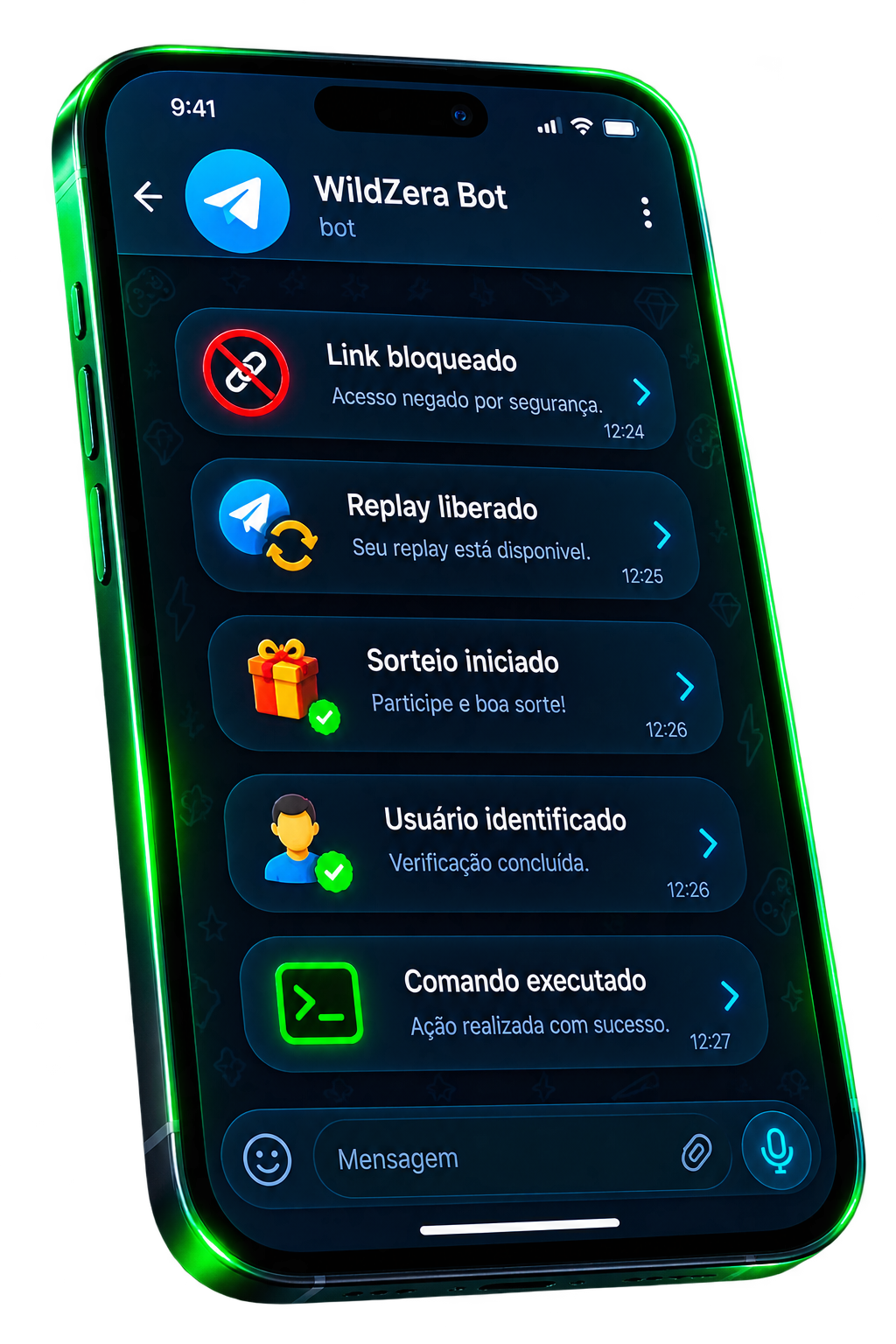 Bot do Telegram da WildZera moderando a comunidade