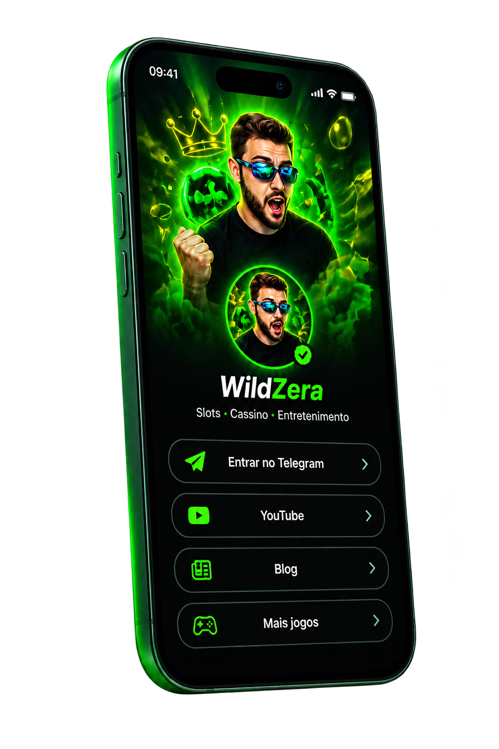 Página de bio própria em versão mobile