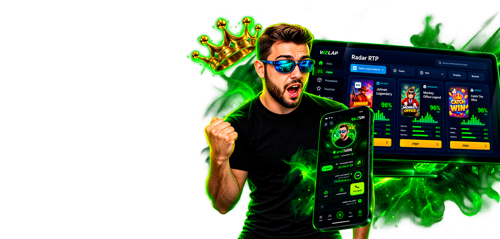 Criador de conteúdo de slots com painel Radar RTP, bot Telegram e Bio
